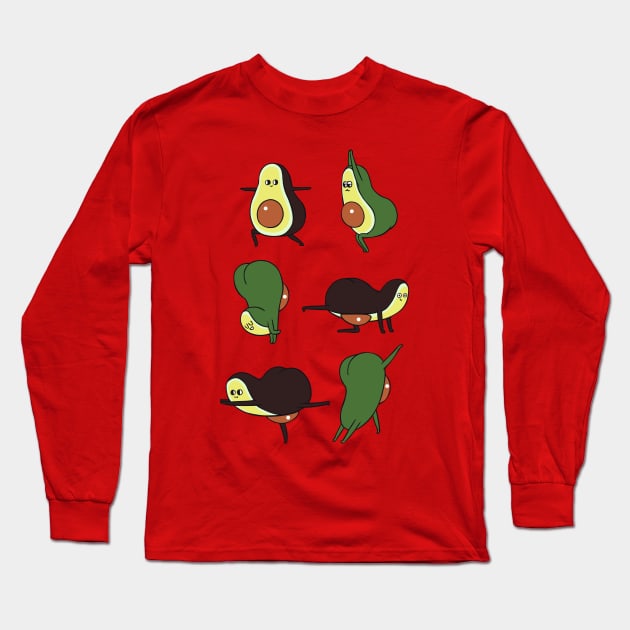 Avocado Yoga for Booty Long Sleeve T-Shirt by huebucket